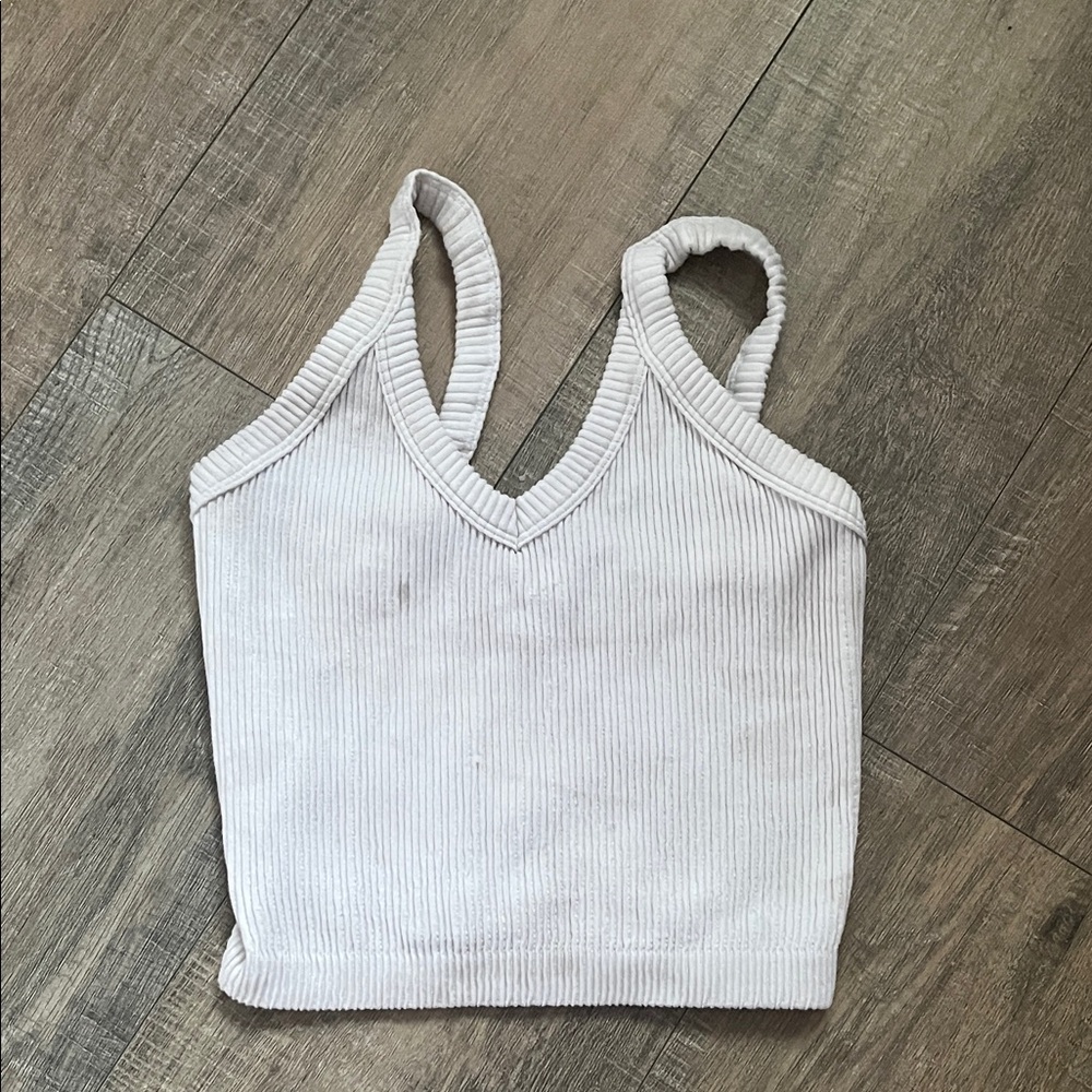 White Ribbed Women's Top
